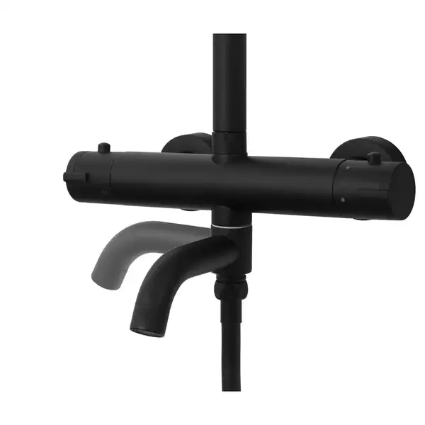 Душовий гарнітур Corsan LUGO BLACK MATT з термостатом та виливом (CMN017) Душовий гарнітур Corsan LUGO BLACK MATT з термостатом та виливом (CMN017)