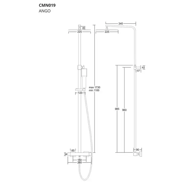 Душовий гарнітур Corsan ANGO BLACK MATT з термостатом (CMN019) Душовий гарнітур Corsan ANGO BLACK MATT з термостатом (CMN019)