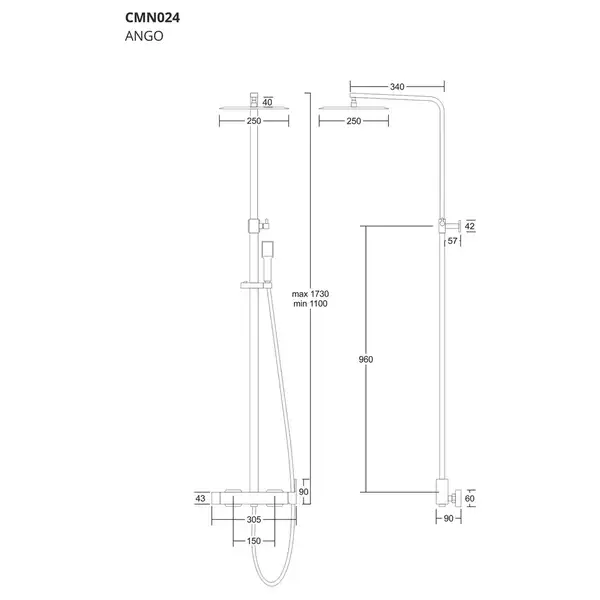 Душовий гарнітур Corsan ANGO BLACK MATT (CMN024)