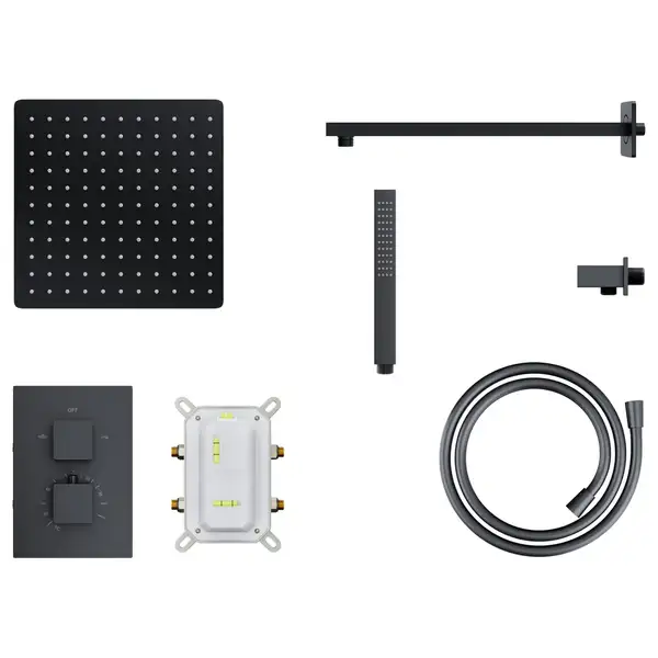 Душевая система с термостатом CORSAN ADOUR BLACK + BOX скрытого монтажа (Z01TBL) Душевая система с термостатом CORSAN ADOUR BLACK + BOX скрытого монтажа (Z01TBL)