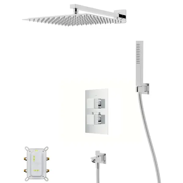Душевая система с изливом и термостатом CORSAN ANGO 30 CHROME + BOX скрытого монтажа (ZA30TCHW) Душевая система с изливом и термостатом CORSAN ANGO 30 CHROME + BOX скрытого монтажа (ZA30TCHW)