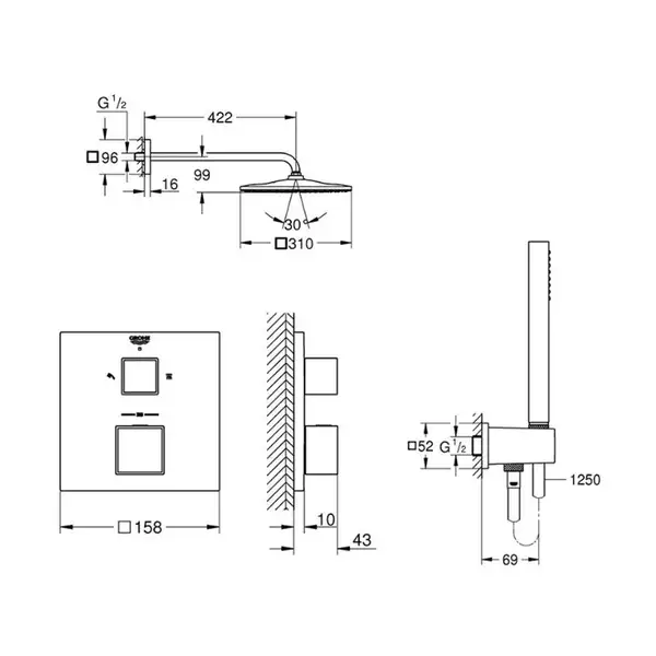 26405SC0 Душовий набір з термостатом GROHTHERM SMARTCONTROL GROHE НІМЕЧЧИНА (26405SC0)