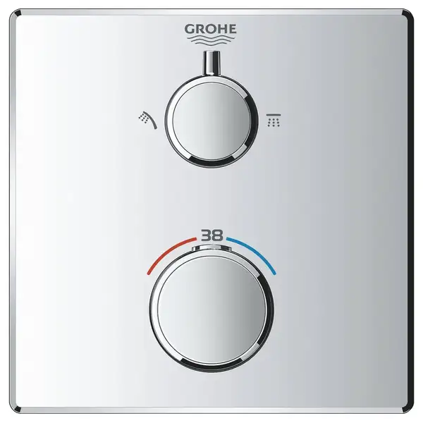 Душевая система скрытого монтажа с термостатом Grohe Grohtherm Cube c Tempesta Cube 250 (цвет - хром) (26415SC0) Душевая система скрытого монтажа с термостатом Grohe Grohtherm Cube c Tempesta Cube 250 (цвет - хром) (26415SC0)