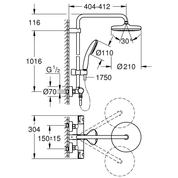 Grohe Tempesta System 210 Душевая система, хром (26811001) Grohe Tempesta System 210 Душевая система, хром (26811001)