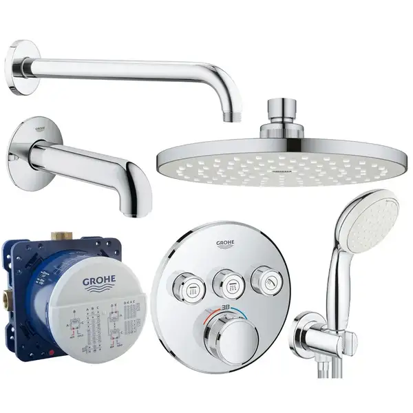 Душевая система скрытого монтажа Grohe Grohetherm SmartControl на 3 потребителя (цвет - хром) (3461402L) фото 1 Aquada.com.ua Душевая система скрытого монтажа Grohe Grohetherm SmartControl на 3 потребителя (цвет - хром) (3461402L) фото 1 Aquada.com.ua
