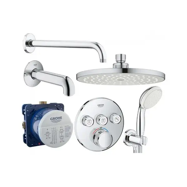 Душевая система скрытого монтажа Grohe Grohetherm SmartControl на 3 потребителя (цвет - хром) (3461402L) Душевая система скрытого монтажа Grohe Grohetherm SmartControl на 3 потребителя (цвет - хром) (3461402L)