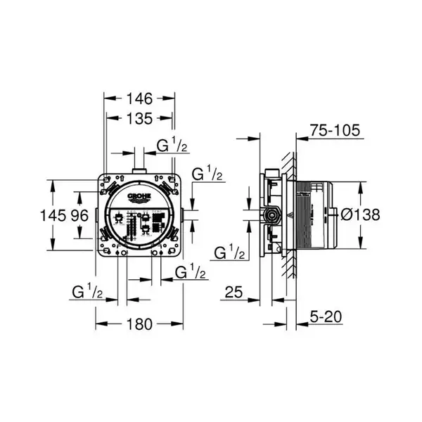 Душова система прихованого монтажу Grohe Grohtherm SmartControl (колір - холодний світанок)  SET-29119GL0