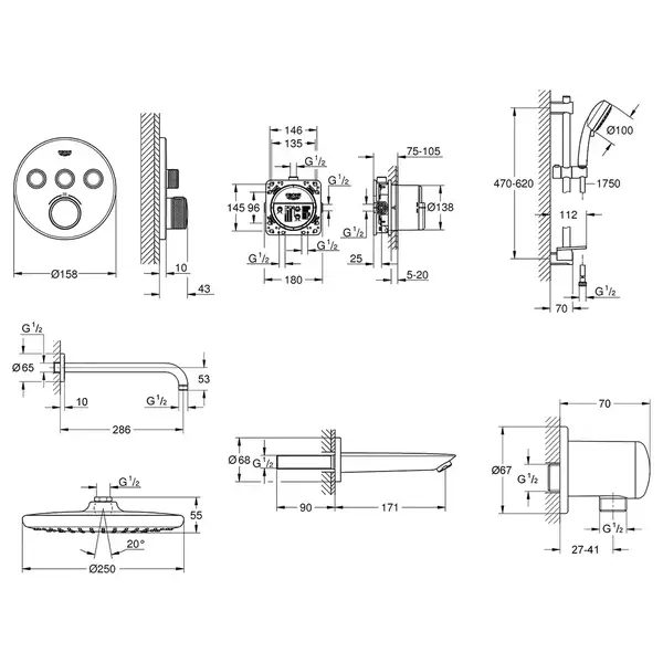 Grohe SmartControl Душевая система 3в1, хром (UA202801R3) Grohe SmartControl Душевая система 3в1, хром (UA202801R3)