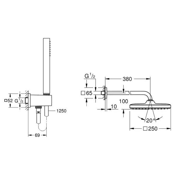 Душова система прихованого монтажу зі змішувачем Grohe Eurocube New Tempesta 250 (UA26415SC3) Душова система прихованого монтажу зі змішувачем Grohe Eurocube New Tempesta 250 (UA26415SC3)