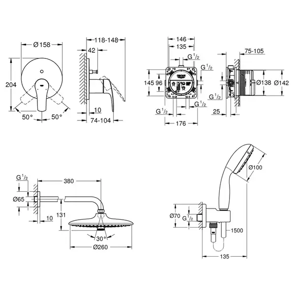 Grohe Grohtherm SmartControl Душова система, хром (UA34614SC4)