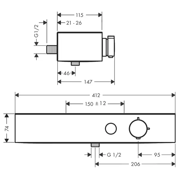 Hansgrohe Pulsify Showerpipe 260, бронза (24221140)