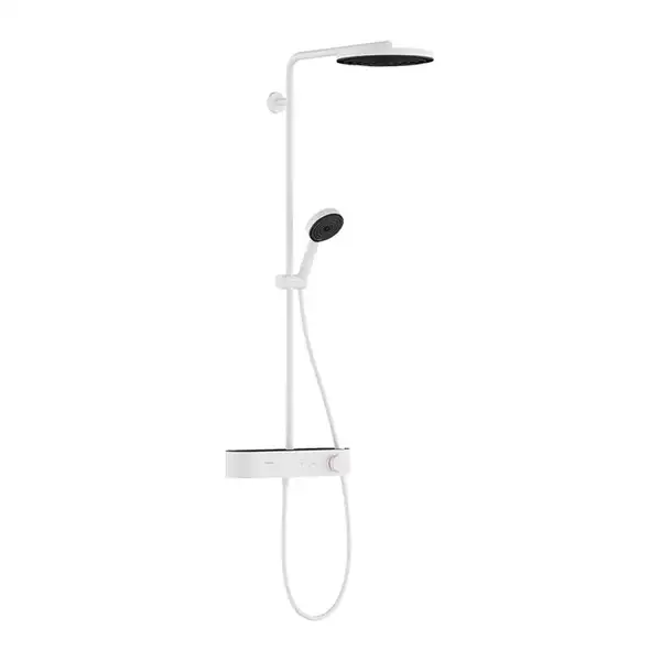 Душова система з термостатом Hansgrohe Pulsify Showerpipe 260 1jet EcoSmart із ShowerTablet Select 400 (колір - білий матовий) 24221700 Душова система з термостатом Hansgrohe Pulsify Showerpipe 260 1jet EcoSmart із ShowerTablet Select 400 (колір - білий матовий) 24221700