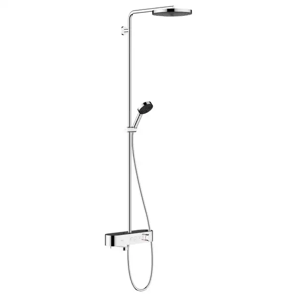 Душевая система Hansgrohe Pulsify Showerpipe 260 1jet с термостатом для ванны ShowerTablet 400 (цвет - хром) (24230000) фото 1 Aquada.com.ua Душевая система Hansgrohe Pulsify Showerpipe 260 1jet с термостатом для ванны ShowerTablet 400 (цвет - хром) (24230000) фото 1 Aquada.com.ua