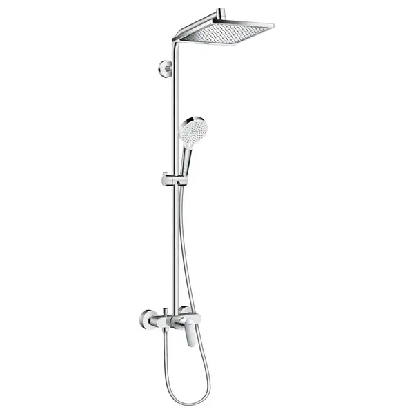 Душевая система Hansgrohe Crometta E 240 1jet Showerpipe + смеситель для раковины Hansgrohe Logis (27284000+71100000) фото 2 Aquada.com.ua