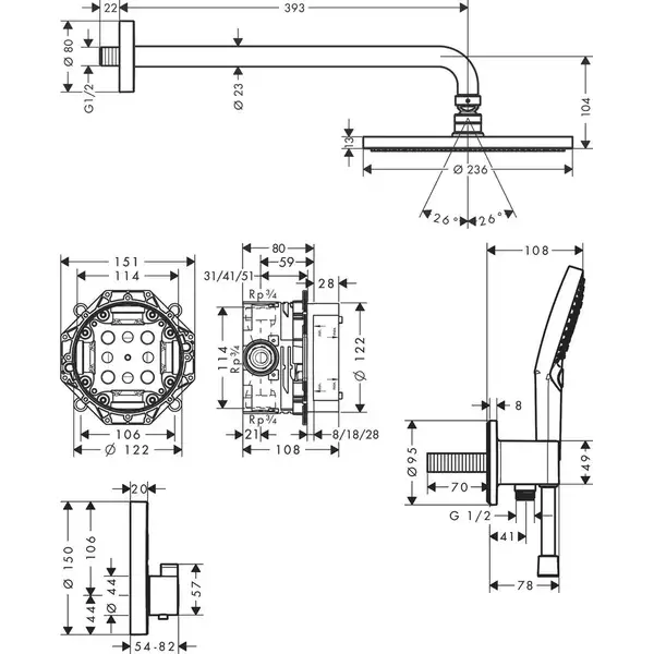 Hansgrohe Raindance S 240 Душевая система, хром (27951000)