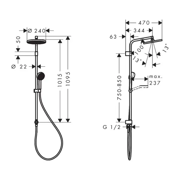 Hansgrohe Activera S 240 Душевая система, хром (28074000) Hansgrohe Activera S 240 Душевая система, хром (28074000)