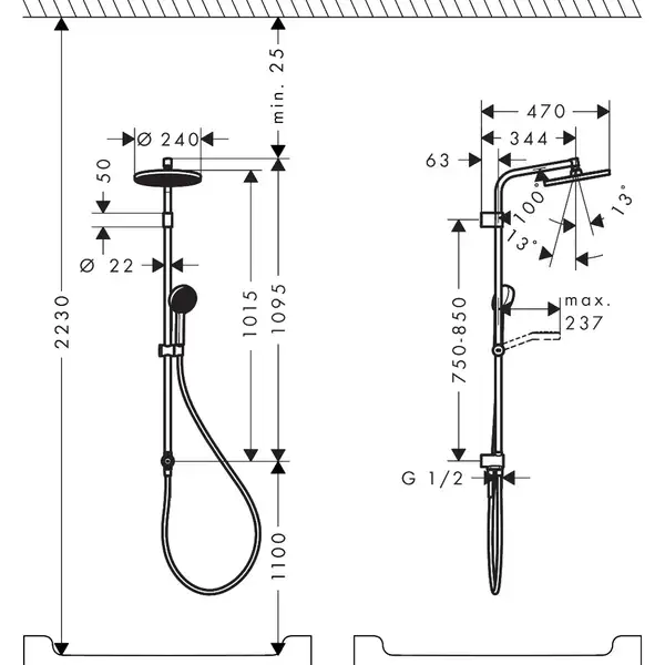 Hansgrohe Activera S 240 Душевая система, хром (28074000) Hansgrohe Activera S 240 Душевая система, хром (28074000)