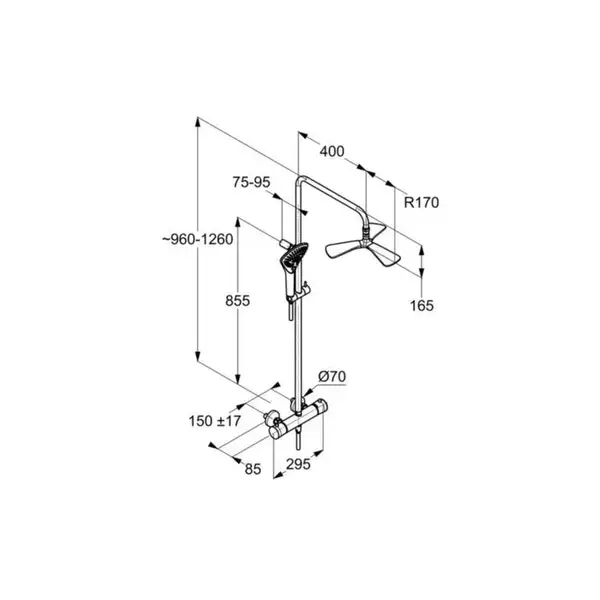 Fizz Dual Shower System з термостатом 6709605-00 верхій душ+ручний душ Kludi НІМЕЧЧИНА Fizz Dual Shower System з термостатом 6709605-00 верхій душ+ручний душ Kludi НІМЕЧЧИНА