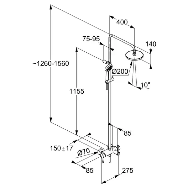 Logo Dual Shower System з змішувачем 6808305-00 верхній душ+ручний душ, хром Kludi НІМЕЧЧИНА Logo Dual Shower System з змішувачем 6808305-00 верхній душ+ручний душ, хром Kludi НІМЕЧЧИНА