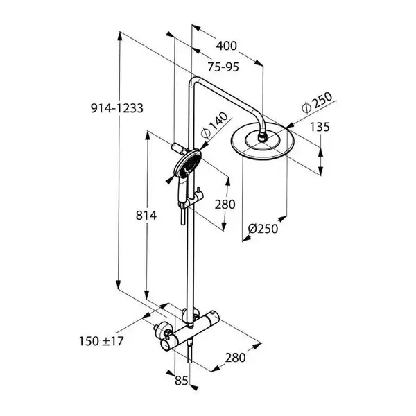 Logo Dual Shower System з термостатом 6809505-00 верхній душ+ручний душ, хром Kludi НІМЕЧЧИНА Logo Dual Shower System з термостатом 6809505-00 верхній душ+ручний душ, хром Kludi НІМЕЧЧИНА