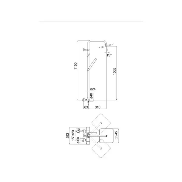 Nobili Душевая система SE124030/30BM, термостат, черный мат (SE124030/30BM) Nobili Душевая система SE124030/30BM, термостат, черный мат (SE124030/30BM)