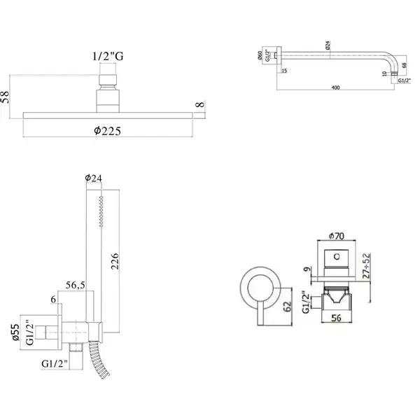 Paffoni Light Душова система прихованого монтажу, чорний (KITLIG010NO) Paffoni Light Душова система прихованого монтажу, чорний (KITLIG010NO)