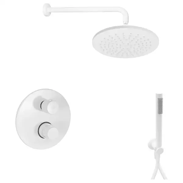 Душевая система Paffoni Shower скрытого монтажа с термостатом на 2 потребителя и верхним душем Ø 225 мм (цвет - белый матовый) (KITLIQ018BO) фото 1 Aquada.com.ua Душевая система Paffoni Shower скрытого монтажа с термостатом на 2 потребителя и верхним душем Ø 225 мм (цвет - белый матовый) (KITLIQ018BO) фото 1 Aquada.com.ua