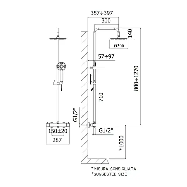 Душова система Paffoni Light, з термостатом, верхня лійка 300 мм, Brushed Black Nickel (ZCOL646KLIQNKNSP) Душова система Paffoni Light, з термостатом, верхня лійка 300 мм, Brushed Black Nickel (ZCOL646KLIQNKNSP)