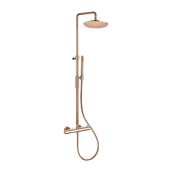 Душова система Paffoni Light, з термостатом, верхня лійка 300 мм, Brushed Copper (ZCOL646KLIQRMSP)