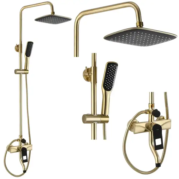 Душевой гарнитур REA SOUL BRUSHED GOLD с изливом (REA-B9962)