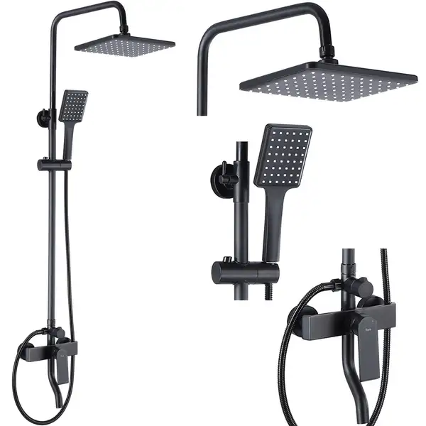 Душевой гарнитур REA HASS BLACK черный с изливом (REA-B9968)