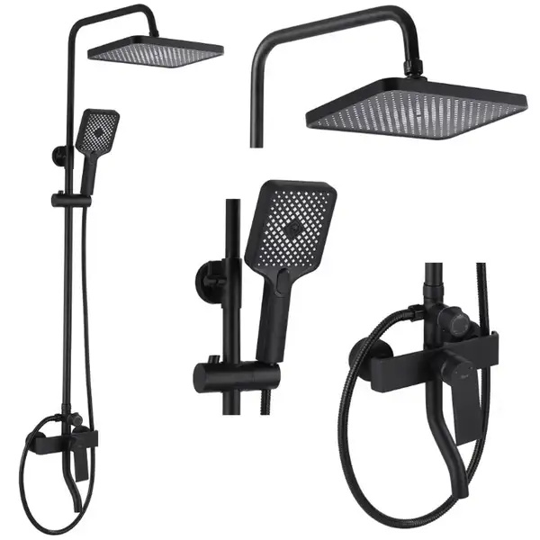 Душевой гарнитур REA HASS BLACK черный с изливом (REA-B9968)