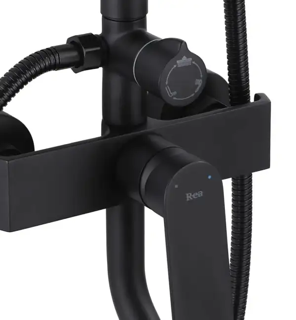 Душевой гарнитур REA HASS BLACK черный с изливом (REA-B9968)
