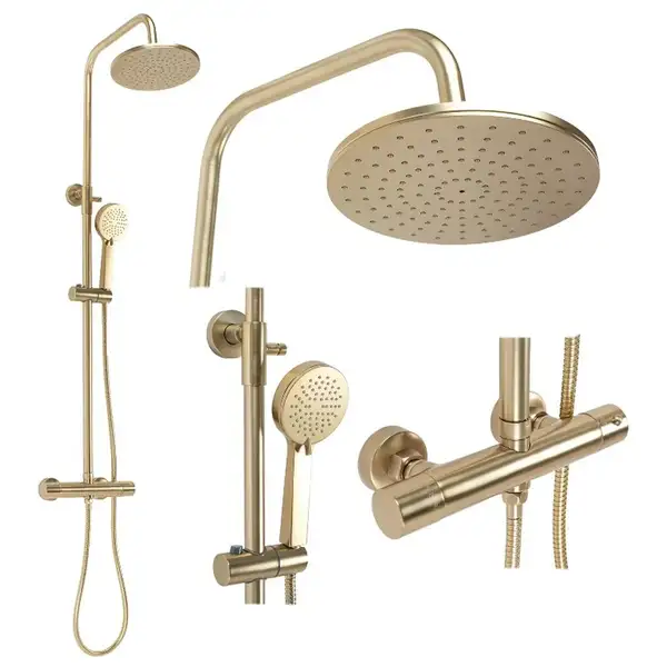 Душевой гарнитур REA PAROT BRUSHED GOLD с термостатом (REA-P2323) Душевой гарнитур REA PAROT BRUSHED GOLD с термостатом (REA-P2323)
