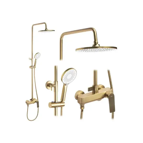 Душевой гарнитур REA AVALON BRUSHED GOLD матовое золото с изливом (REA-P2400) Душевой гарнитур REA AVALON BRUSHED GOLD матовое золото с изливом (REA-P2400)