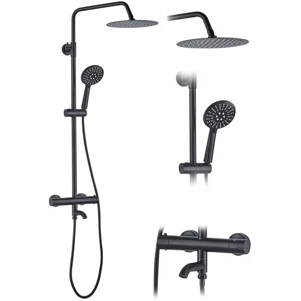 Rea Lungo Black Душевой гарнитур, черный (REA-P4113)