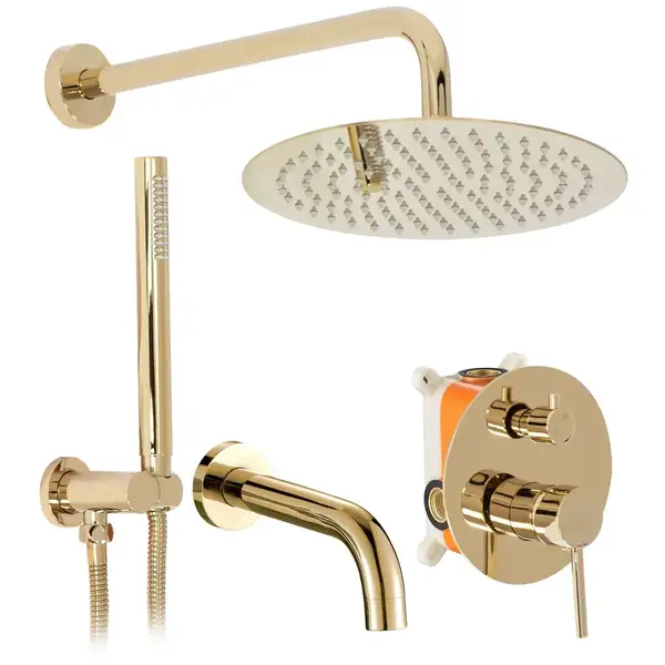 Rea Lungo Gold Душевая система скрытого монтажа, золото (REA-P4125) Rea Lungo Gold Душевая система скрытого монтажа, золото (REA-P4125)