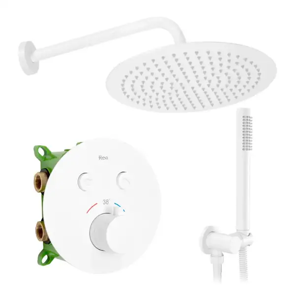 Душевая система с термостатом REA MILER WHITE + BOX скрытого монтажа (REA-P6614) Душевая система с термостатом REA MILER WHITE + BOX скрытого монтажа (REA-P6614)