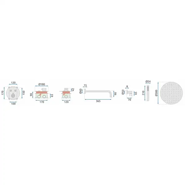 Душевая система с термостатом REA MILER WHITE + BOX скрытого монтажа (REA-P6614) Душевая система с термостатом REA MILER WHITE + BOX скрытого монтажа (REA-P6614)