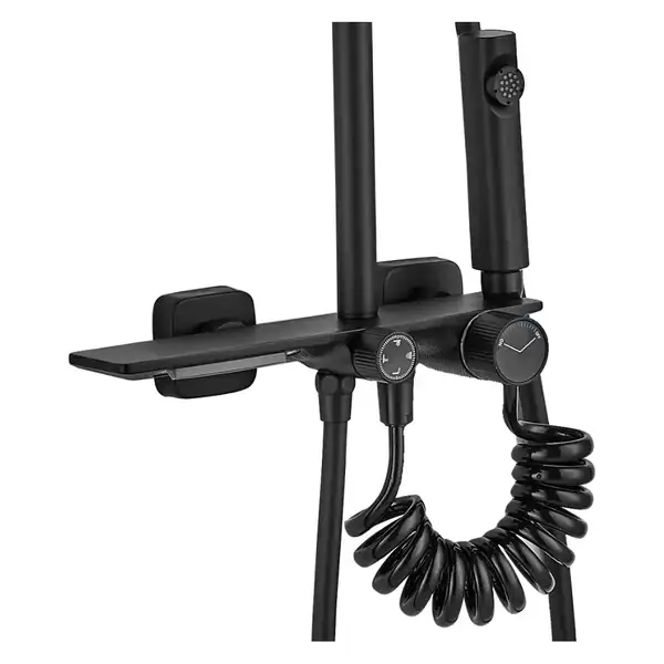 Душевой гарнитур REA HELIX BLACK с изливом (REA-P6618) Душевой гарнитур REA HELIX BLACK с изливом (REA-P6618)