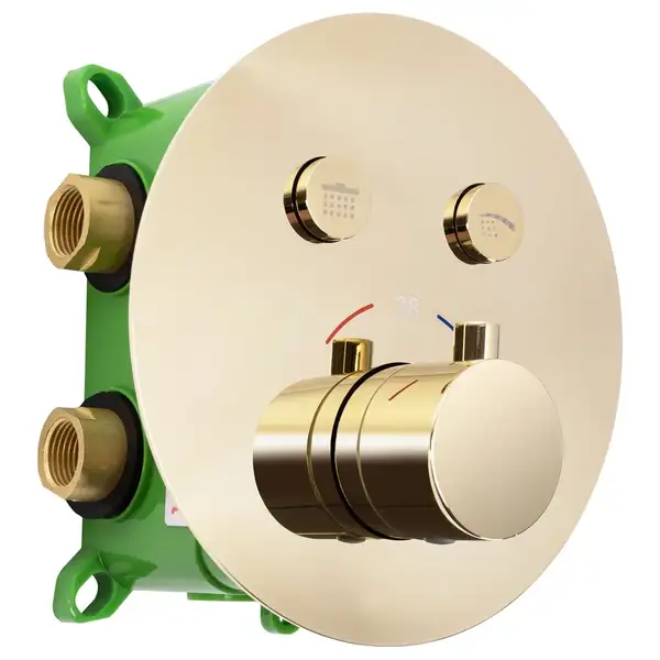 Душевая система с термостатом REA MILER GOLD + BOX скрытого монтажа (REA-P6714) Душевая система с термостатом REA MILER GOLD + BOX скрытого монтажа (REA-P6714)