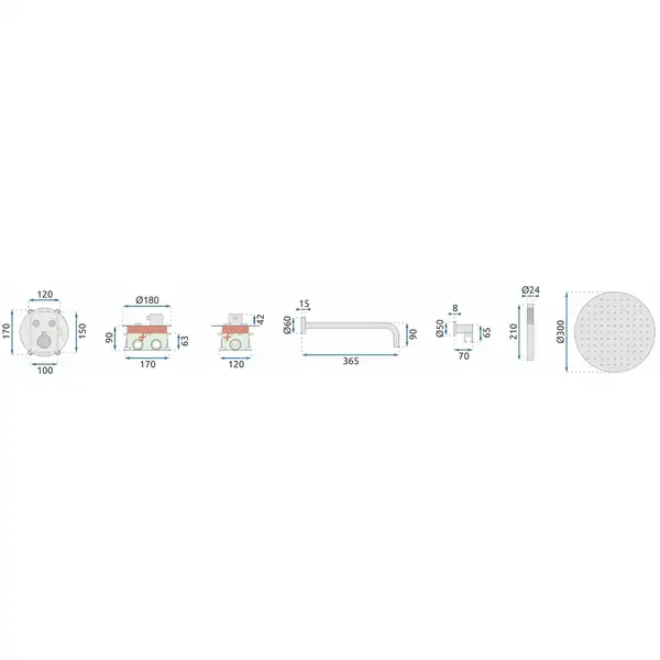 Душевая система с термостатом REA MILER CHROME + BOX скрытого монтажа (REA-P6715) Душевая система с термостатом REA MILER CHROME + BOX скрытого монтажа (REA-P6715)