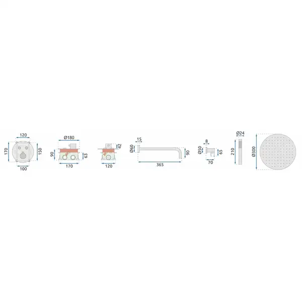 Душевая система с термостатом REA MILER CHROME + BOX скрытого монтажа (REA-P6715) Душевая система с термостатом REA MILER CHROME + BOX скрытого монтажа (REA-P6715)
