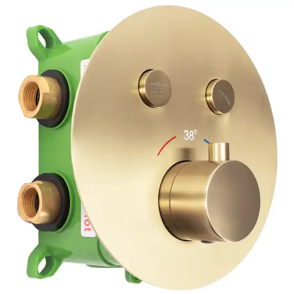 Душевая система с термостатом REA MILER BRUSHED GOLD + BOX скрытого монтажа (REA-P6716) Душевая система с термостатом REA MILER BRUSHED GOLD + BOX скрытого монтажа (REA-P6716)