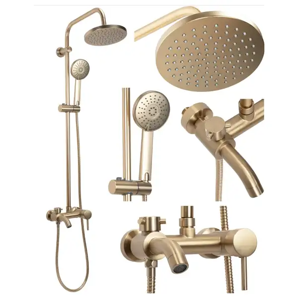 Душевой гарнитур REA LUIS BRUSHED GOLD с изливом (REA-P7051) Душевой гарнитур REA LUIS BRUSHED GOLD с изливом (REA-P7051)