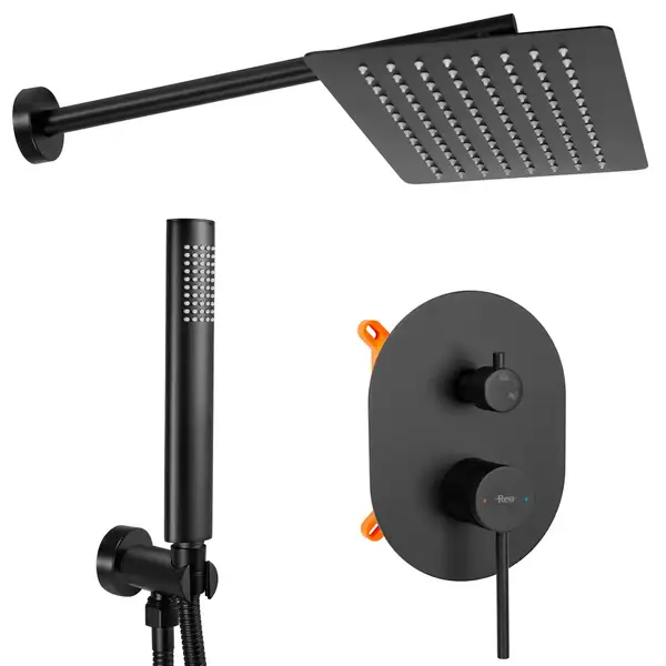 Rea Oval Black Душевая система скрытого монтажа, черная (REA-P8467)