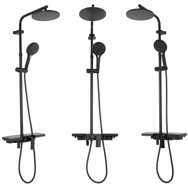 Rea Santos Black Душевой гарнитур с изливом, черный (REA-P8803) Rea Santos Black Душевой гарнитур с изливом, черный (REA-P8803)