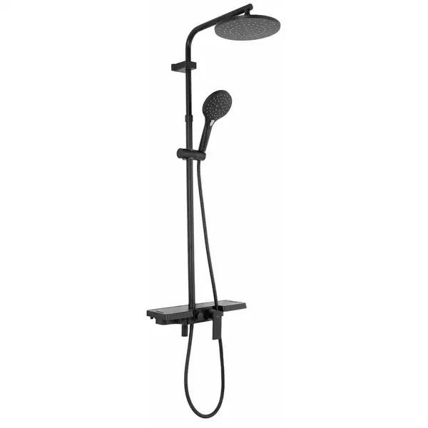 Rea Santos Black Душевой гарнитур с изливом, черный (REA-P8803) Rea Santos Black Душевой гарнитур с изливом, черный (REA-P8803)