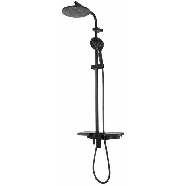 Rea Santos Black Душевой гарнитур с изливом, черный (REA-P8803) Rea Santos Black Душевой гарнитур с изливом, черный (REA-P8803)