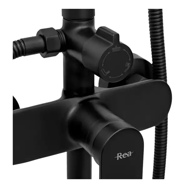 Душевой гарнитур REA VERSO BLACK с изливом (REA-P9145) Душевой гарнитур REA VERSO BLACK с изливом (REA-P9145)